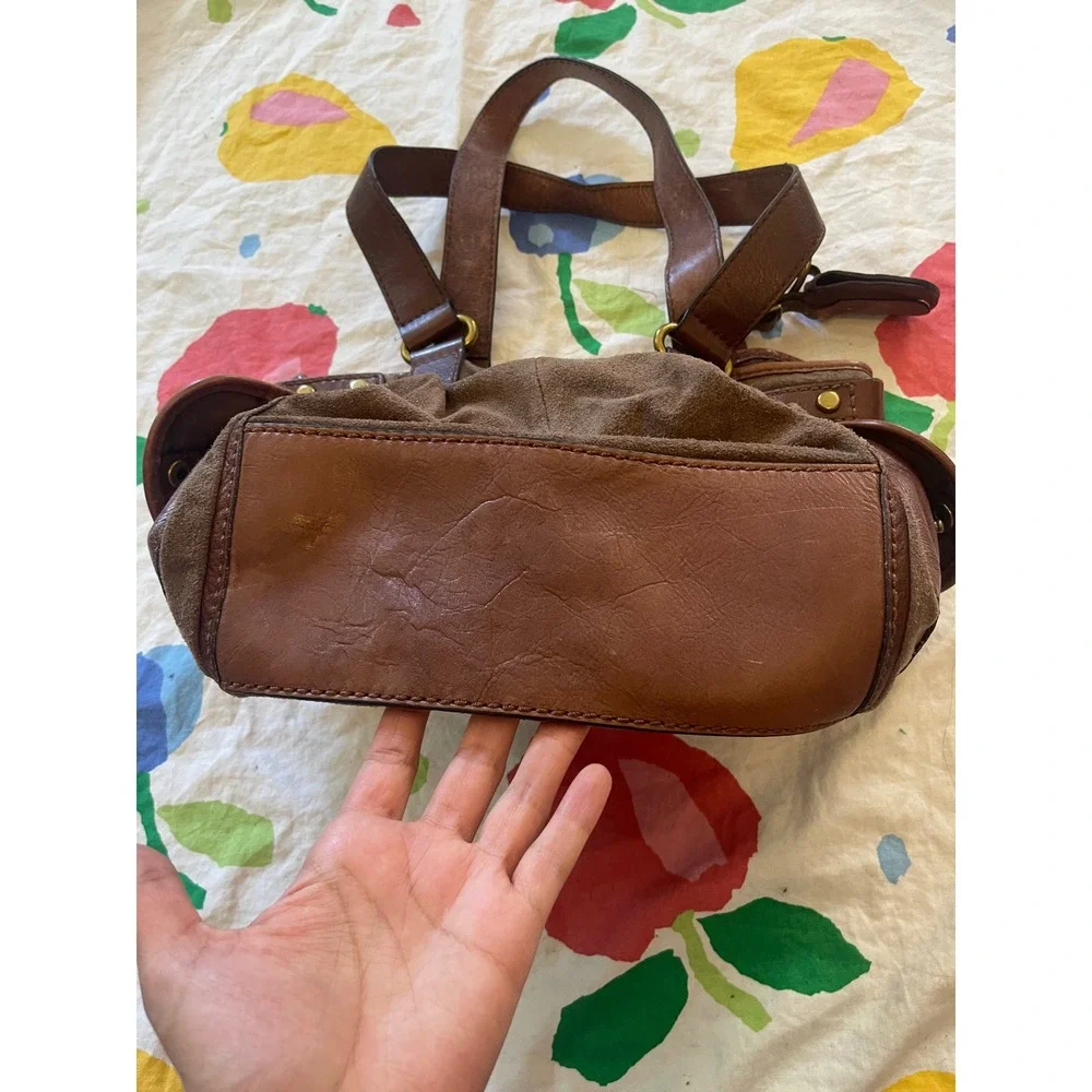 Fossil‎ Long Live Vintage Shiny Canvas Satchel Bag Y2K Brass Key Charm